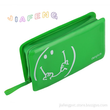 Solid Green EVA Packaging Bag With 3 Sides' Zipper